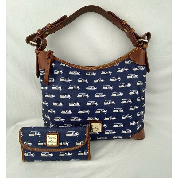 DOONEY & BOURKE NFL Seattle Seahawks Hobo Bag AND Continental Clutch Wallet Blue - Picture 1 of 16